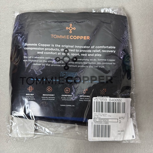 Tommie Copper Adjustable Compression Back Brace Black size S/M Infrared Infused - Picture 5 of 9